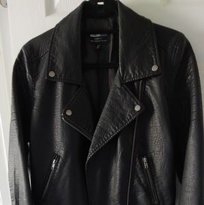 Mixed texture faux leather moto jacket